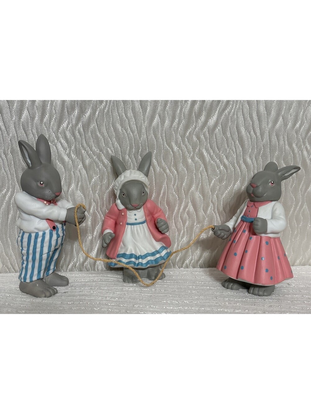 Vintage Dept 56 Village Easter Jump Roping Bunnies